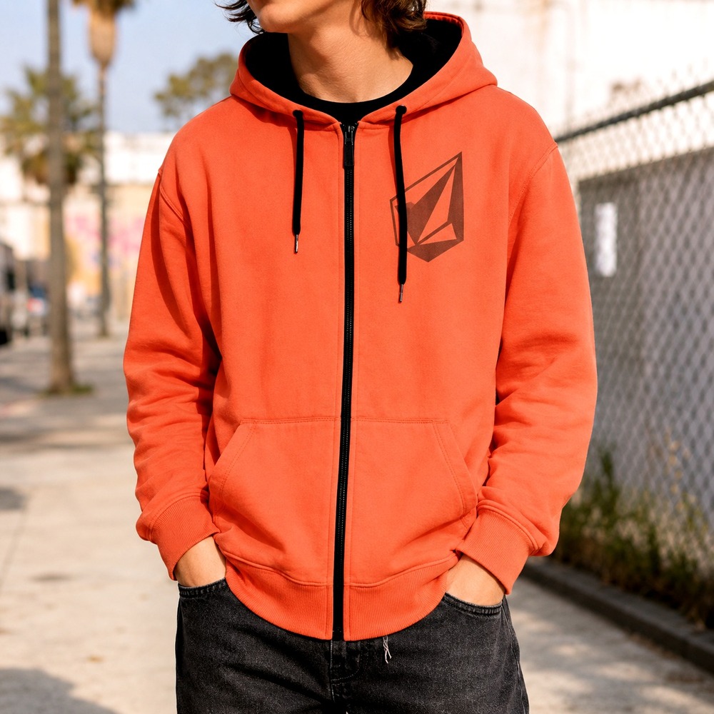 Men's Volcom Vintage 2000s Hoodie Y2K Punk Skater Grunge Style Full Zip S